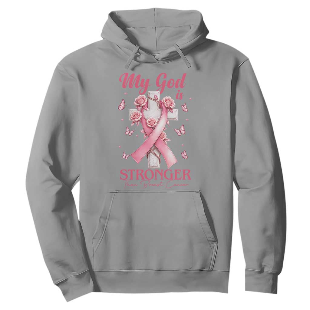 My God Is Stronger Than Breast Cancer Hoodie Christian Warrior Support