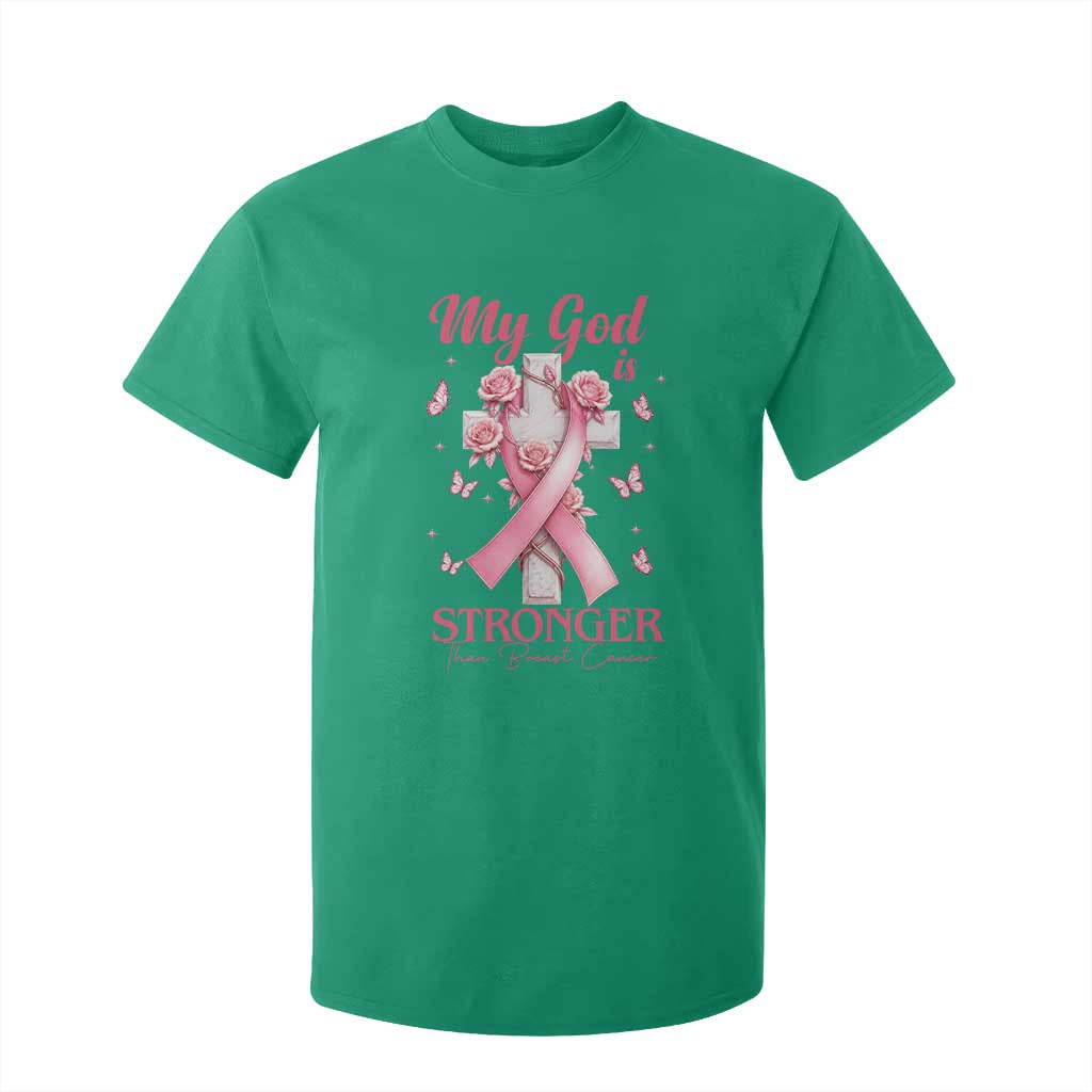 My God Is Stronger Than Breast Cancer T Shirt For Kid Christian Warrior Support