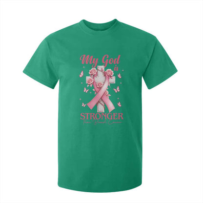 My God Is Stronger Than Breast Cancer T Shirt For Kid Christian Warrior Support