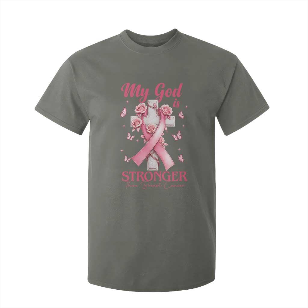 My God Is Stronger Than Breast Cancer T Shirt For Kid Christian Warrior Support