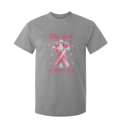 My God Is Stronger Than Breast Cancer T Shirt For Kid Christian Warrior Support