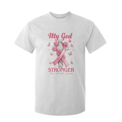 My God Is Stronger Than Breast Cancer T Shirt For Kid Christian Warrior Support