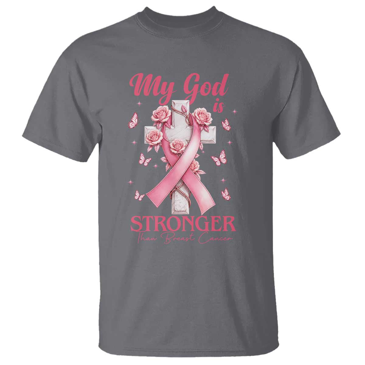 My God Is Stronger Than Breast Cancer T Shirt Christian Warrior Support