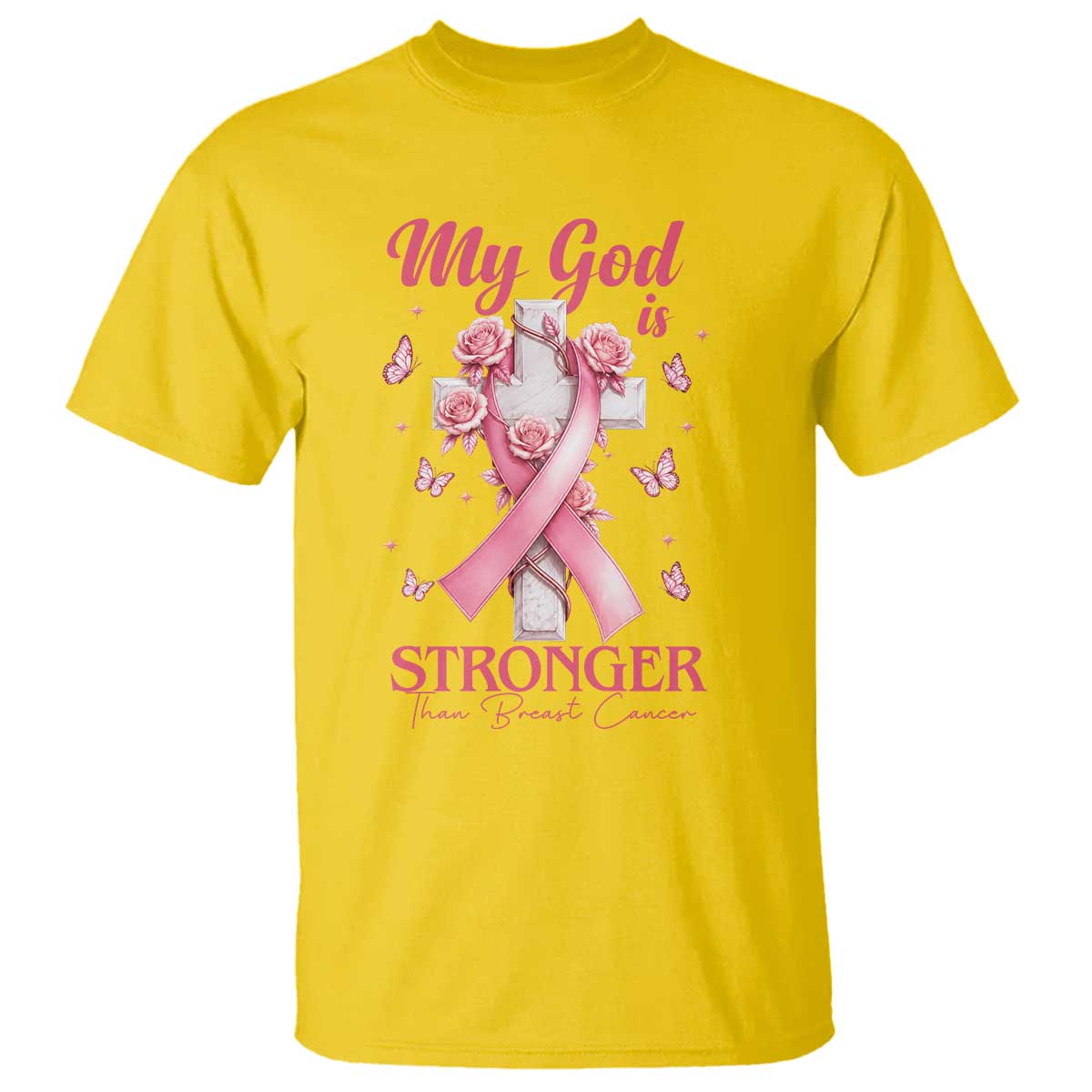 My God Is Stronger Than Breast Cancer T Shirt Christian Warrior Support