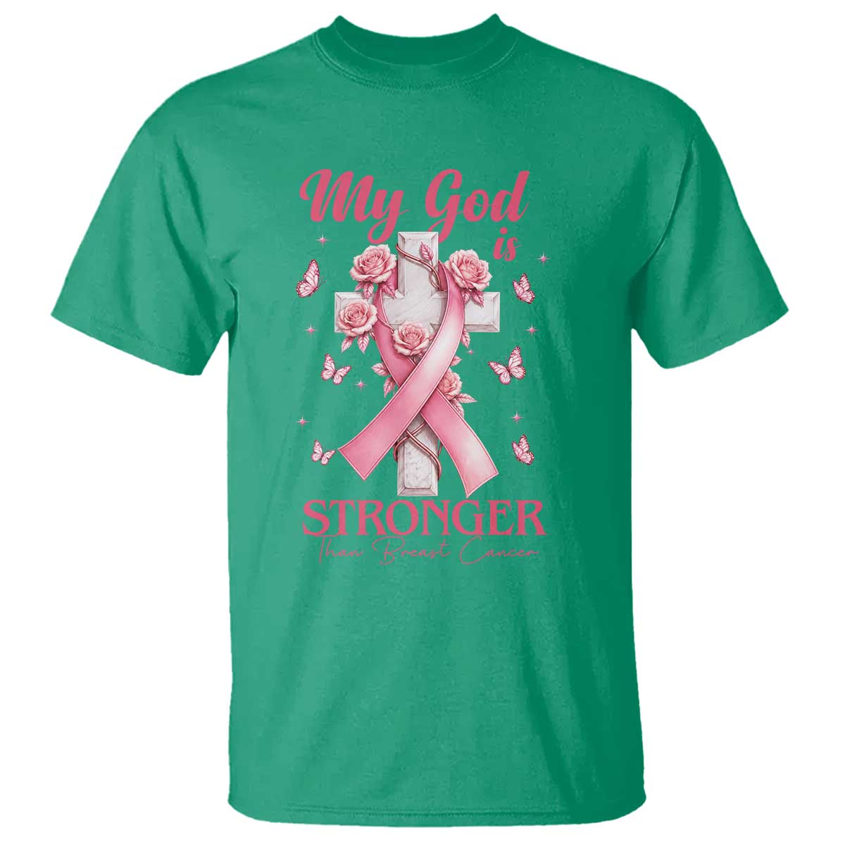 My God Is Stronger Than Breast Cancer T Shirt Christian Warrior Support