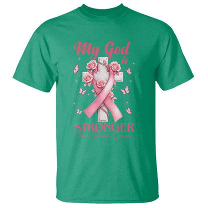 My God Is Stronger Than Breast Cancer T Shirt Christian Warrior Support
