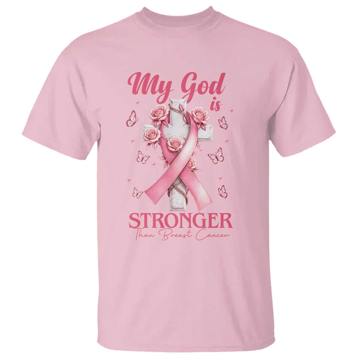 My God Is Stronger Than Breast Cancer T Shirt Christian Warrior Support