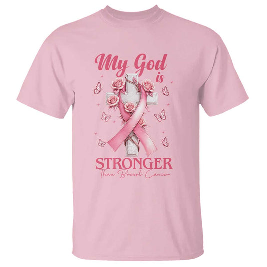My God Is Stronger Than Breast Cancer T Shirt Christian Warrior Support