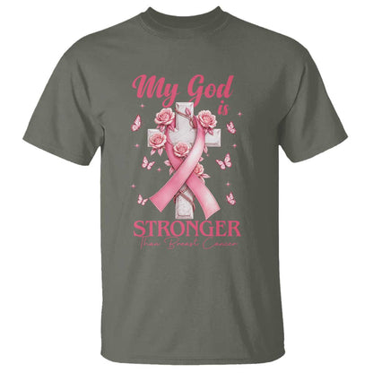 My God Is Stronger Than Breast Cancer T Shirt Christian Warrior Support