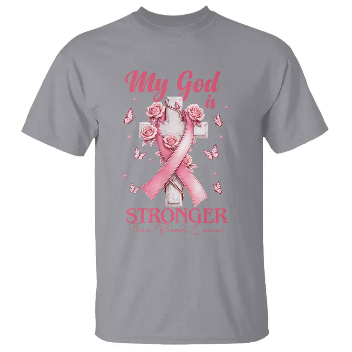 My God Is Stronger Than Breast Cancer T Shirt Christian Warrior Support