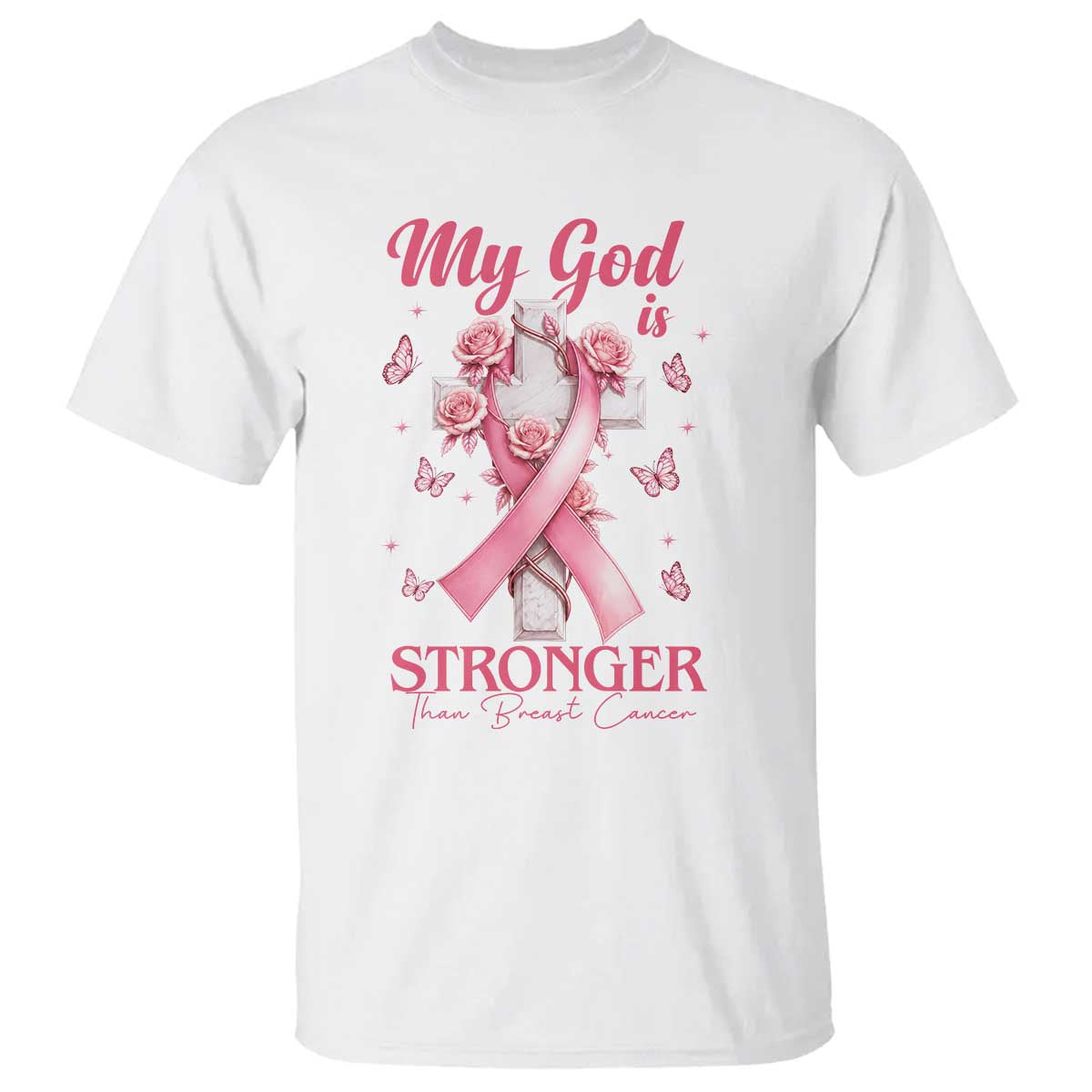 My God Is Stronger Than Breast Cancer T Shirt Christian Warrior Support