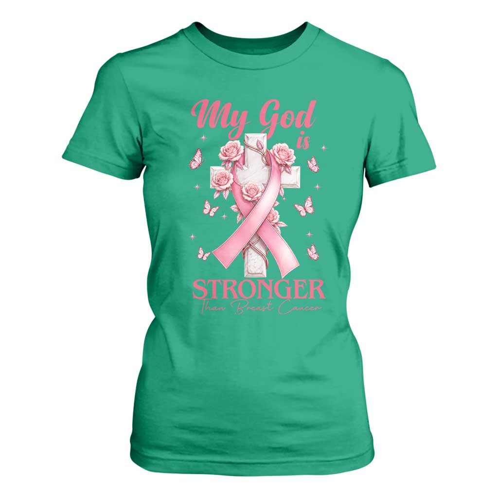My God Is Stronger Than Breast Cancer T Shirt For Women Christian Warrior Support