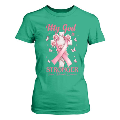 My God Is Stronger Than Breast Cancer T Shirt For Women Christian Warrior Support