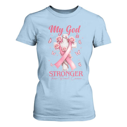 My God Is Stronger Than Breast Cancer T Shirt For Women Christian Warrior Support