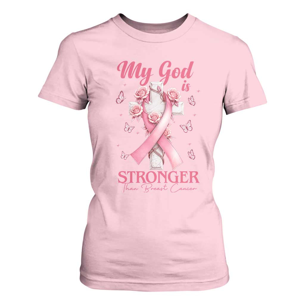 My God Is Stronger Than Breast Cancer T Shirt For Women Christian Warrior Support