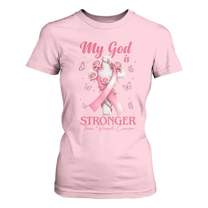 My God Is Stronger Than Breast Cancer T Shirt For Women Christian Warrior Support
