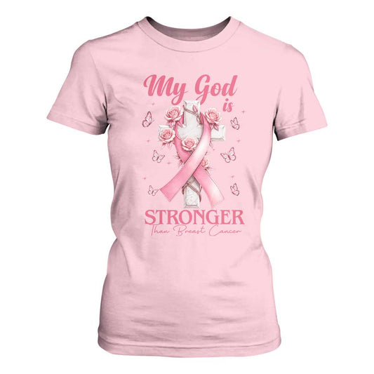My God Is Stronger Than Breast Cancer T Shirt For Women Christian Warrior Support