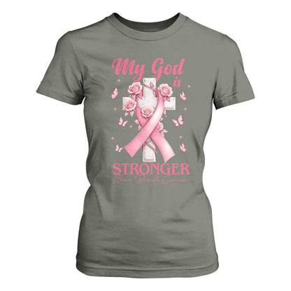 My God Is Stronger Than Breast Cancer T Shirt For Women Christian Warrior Support