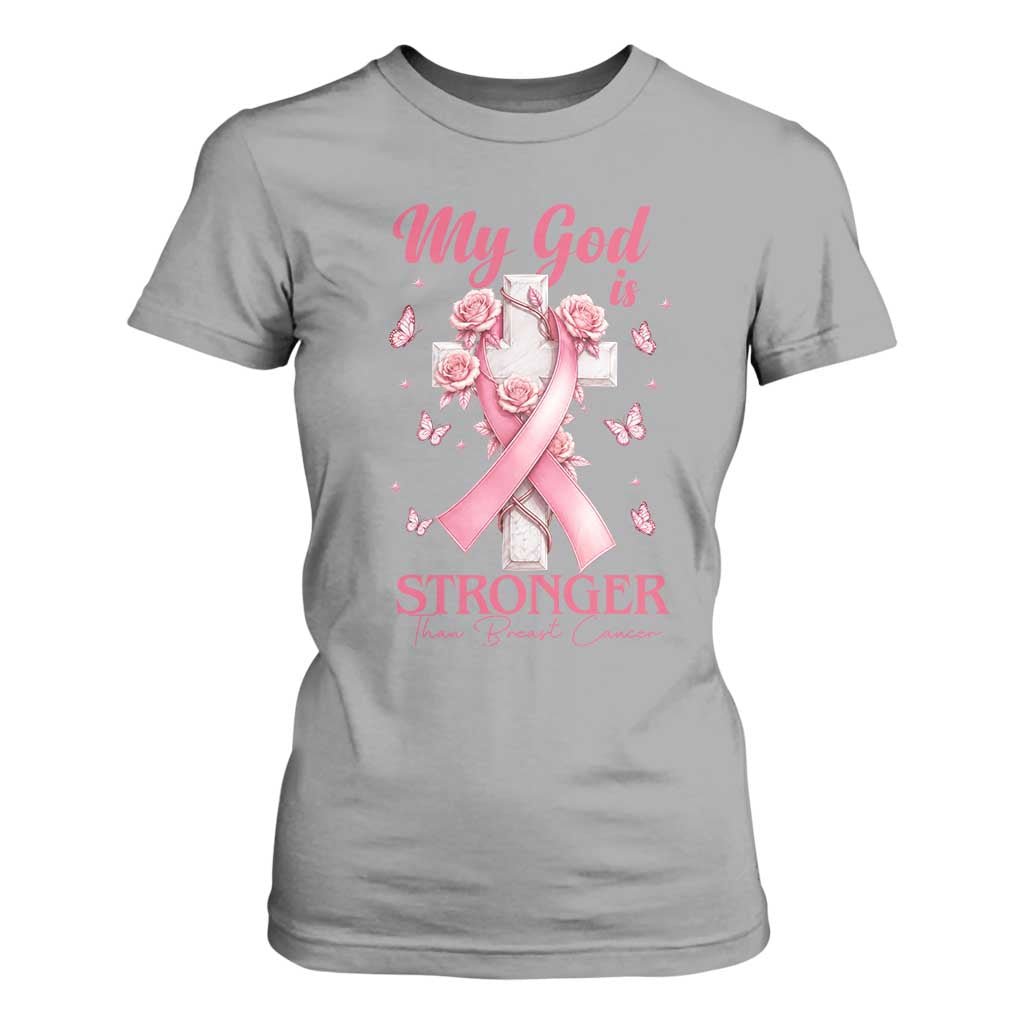My God Is Stronger Than Breast Cancer T Shirt For Women Christian Warrior Support