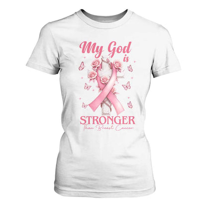 My God Is Stronger Than Breast Cancer T Shirt For Women Christian Warrior Support