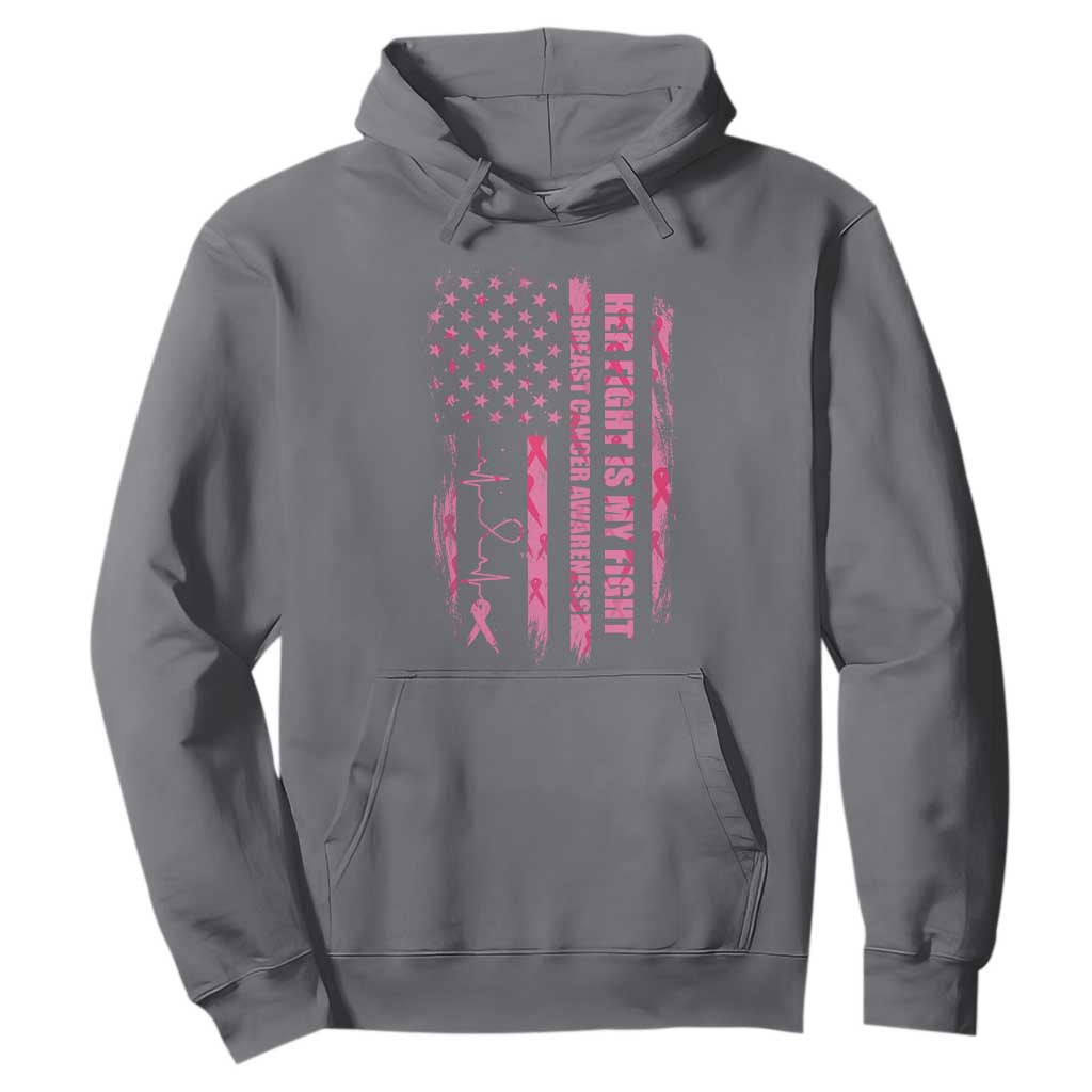 Patriotic Breast Cancer Support Warrior Gift Hoodie Her Fight My Fight