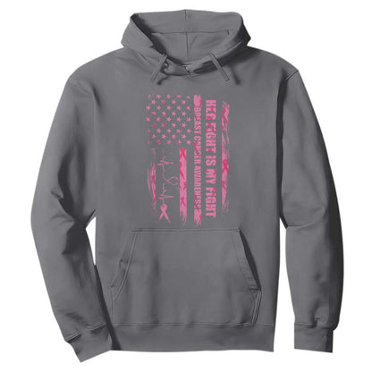 Patriotic Breast Cancer Support Warrior Gift Hoodie Her Fight My Fight