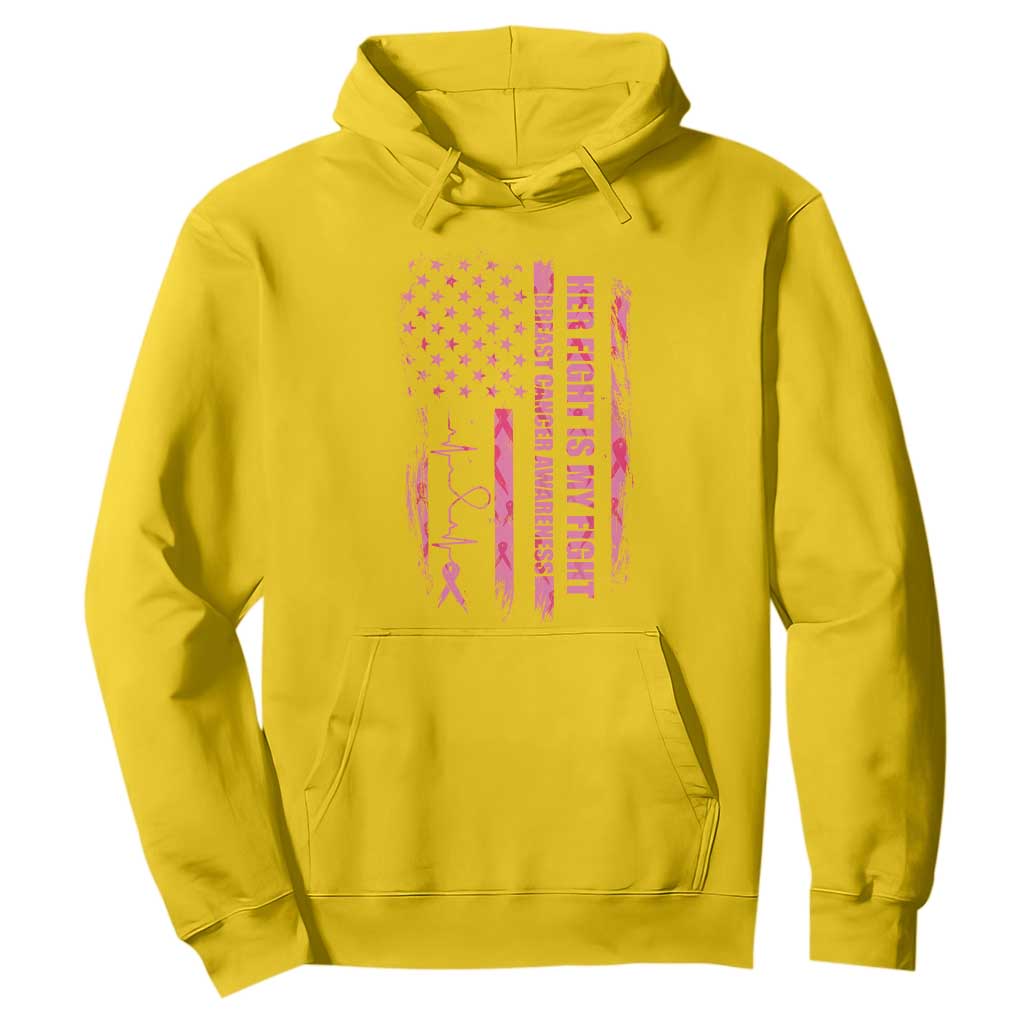 Patriotic Breast Cancer Support Warrior Gift Hoodie Her Fight My Fight