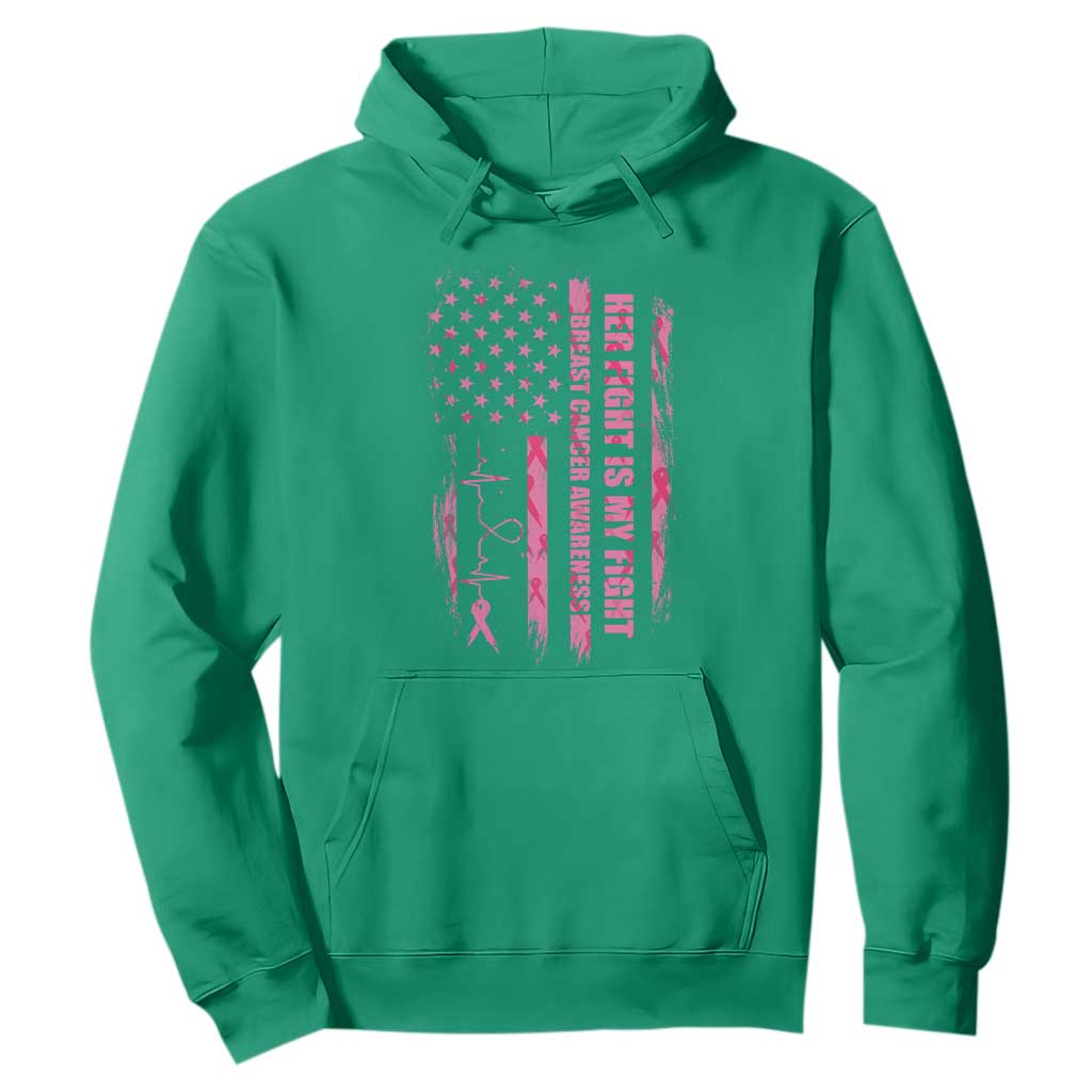 Patriotic Breast Cancer Support Warrior Gift Hoodie Her Fight My Fight