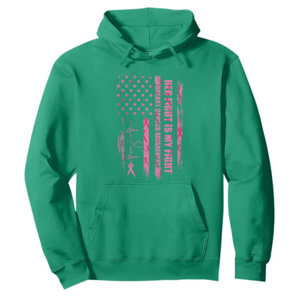 Patriotic Breast Cancer Support Warrior Gift Hoodie Her Fight My Fight