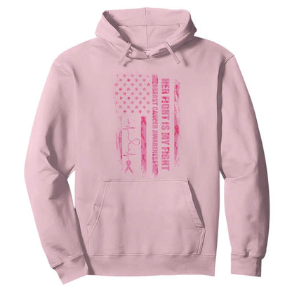 Patriotic Breast Cancer Support Warrior Gift Hoodie Her Fight My Fight