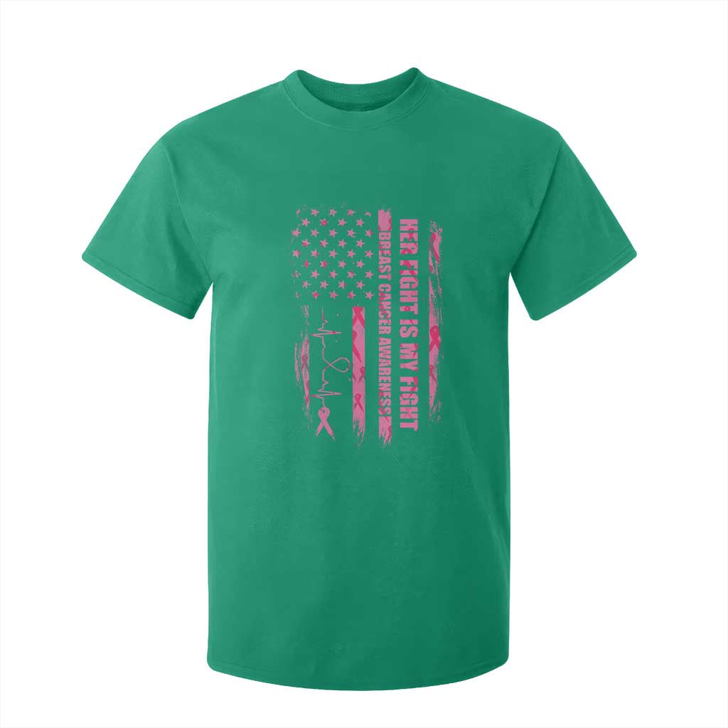 Patriotic Breast Cancer Support Warrior Gift T Shirt For Kid Her Fight My Fight