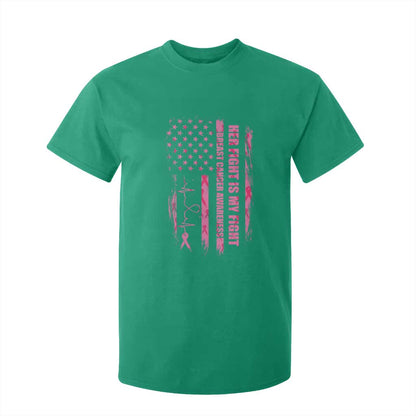 Patriotic Breast Cancer Support Warrior Gift T Shirt For Kid Her Fight My Fight