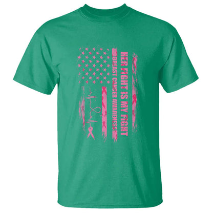Patriotic Breast Cancer Support Warrior Gift T Shirt Her Fight My Fight