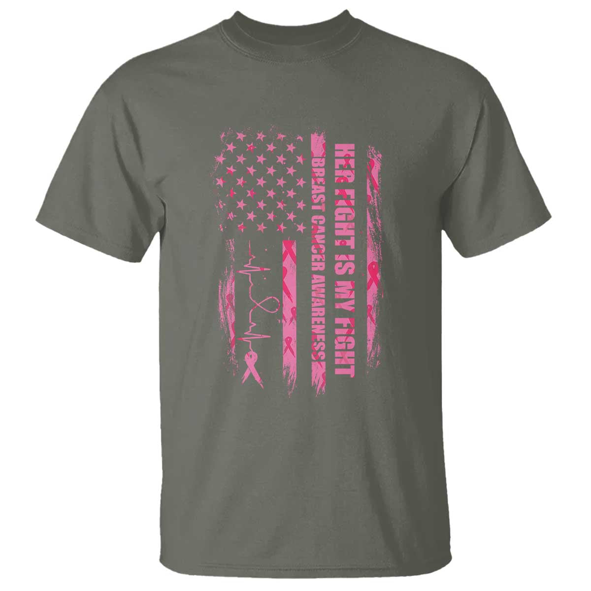 Patriotic Breast Cancer Support Warrior Gift T Shirt Her Fight My Fight