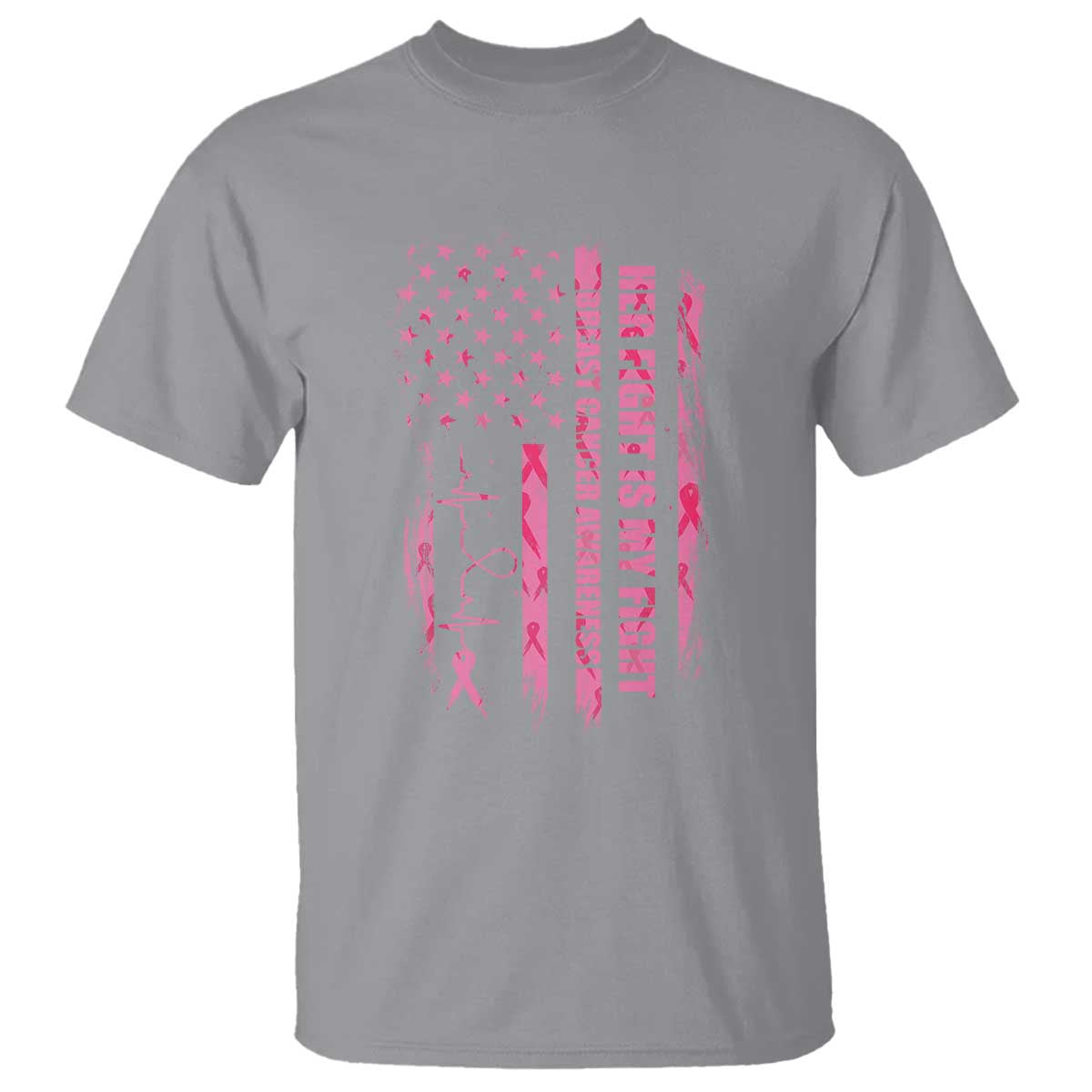 Patriotic Breast Cancer Support Warrior Gift T Shirt Her Fight My Fight