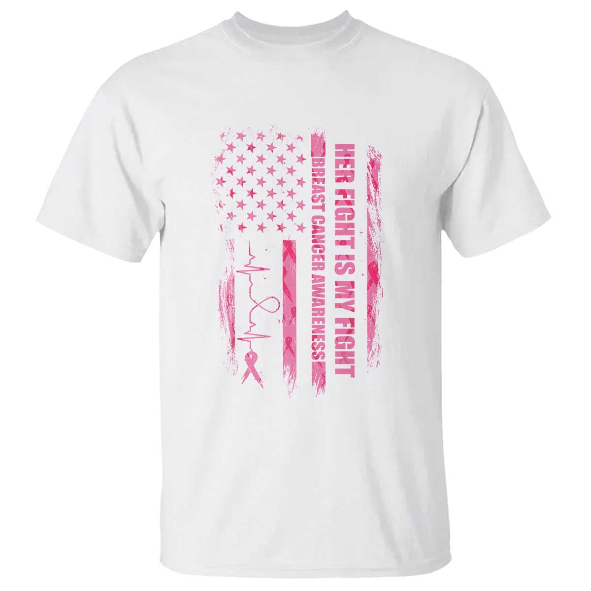 Patriotic Breast Cancer Support Warrior Gift T Shirt Her Fight My Fight