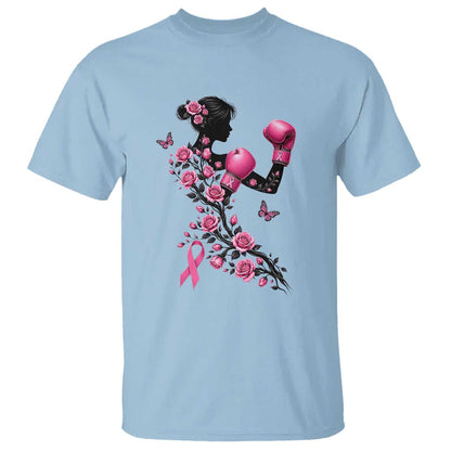 Breast Cancer Warrior T Shirt Pink Boxing Gloves Floral Ribbon Courage