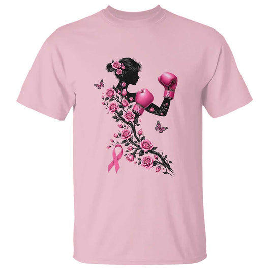 Breast Cancer Warrior T Shirt Pink Boxing Gloves Floral Ribbon Courage