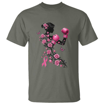 Breast Cancer Warrior T Shirt Pink Boxing Gloves Floral Ribbon Courage