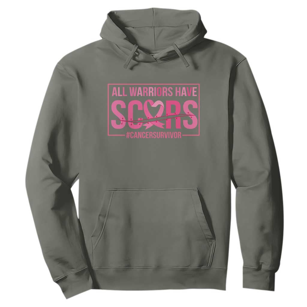 Breast Cancer Fighter Support Hoodie All Warriors Have Scars