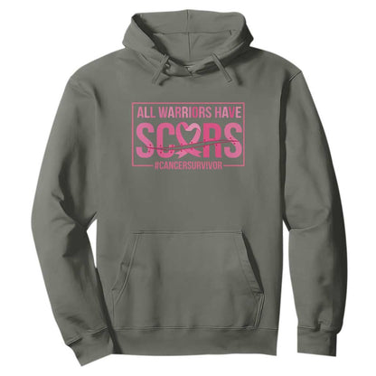 Breast Cancer Fighter Support Hoodie All Warriors Have Scars