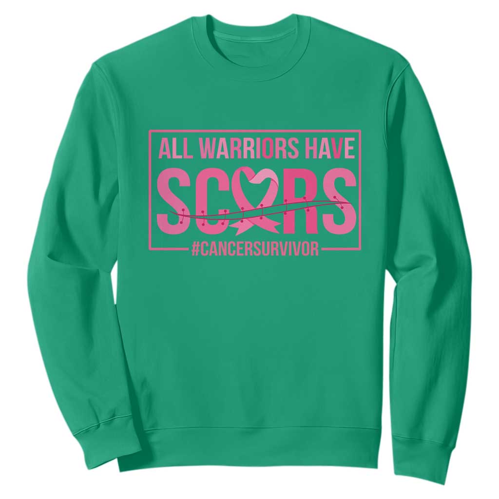 Breast Cancer Fighter Support Sweatshirt All Warriors Have Scars