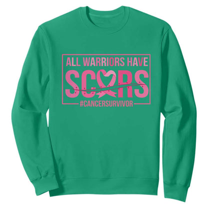 Breast Cancer Fighter Support Sweatshirt All Warriors Have Scars