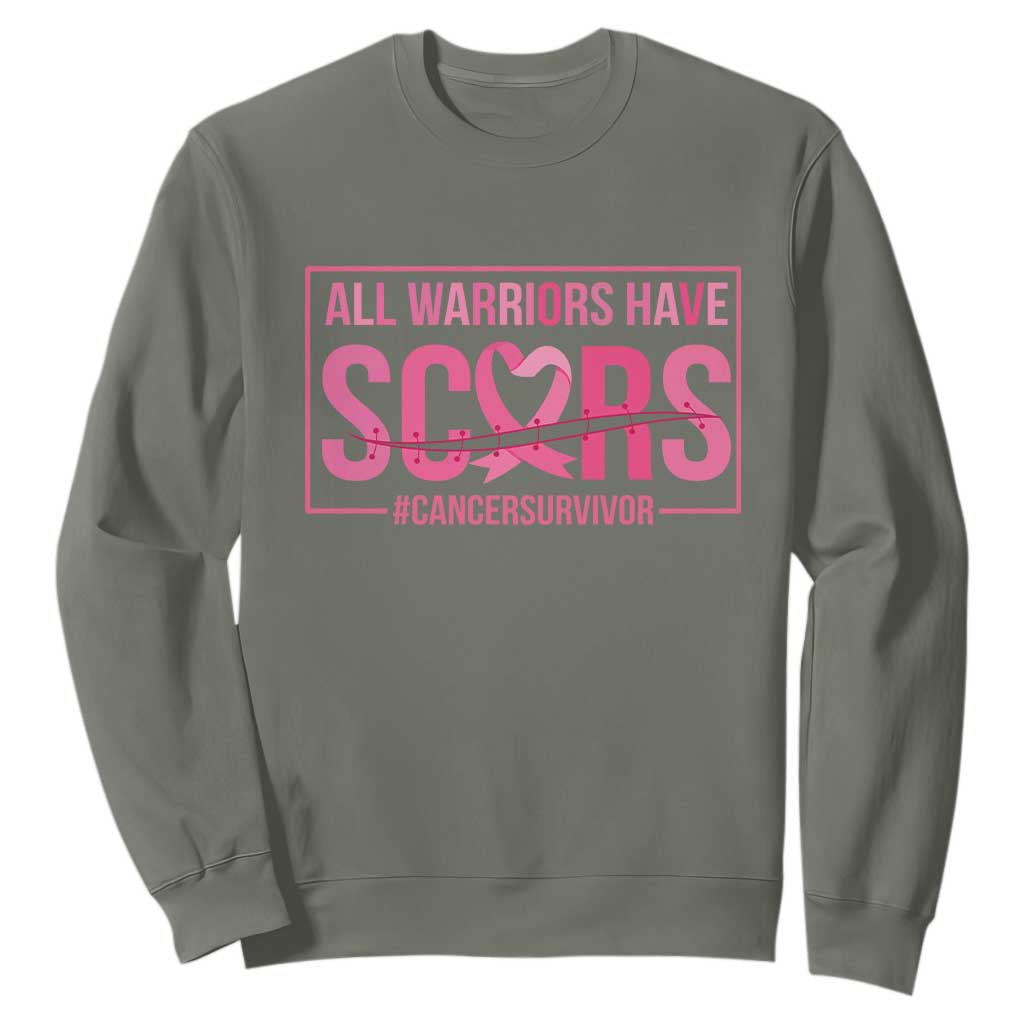 Breast Cancer Fighter Support Sweatshirt All Warriors Have Scars