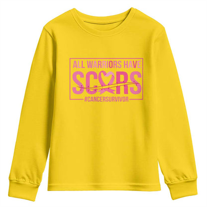 Breast Cancer Fighter Support Youth Sweatshirt All Warriors Have Scars
