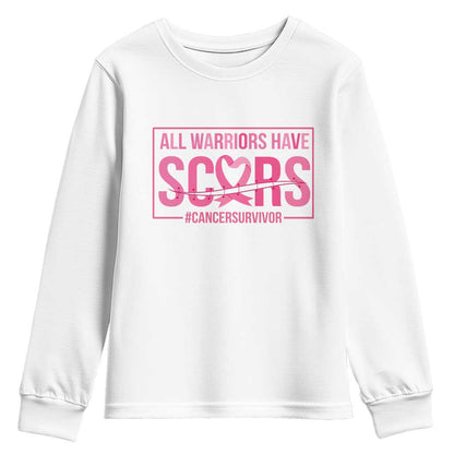 Breast Cancer Fighter Support Youth Sweatshirt All Warriors Have Scars