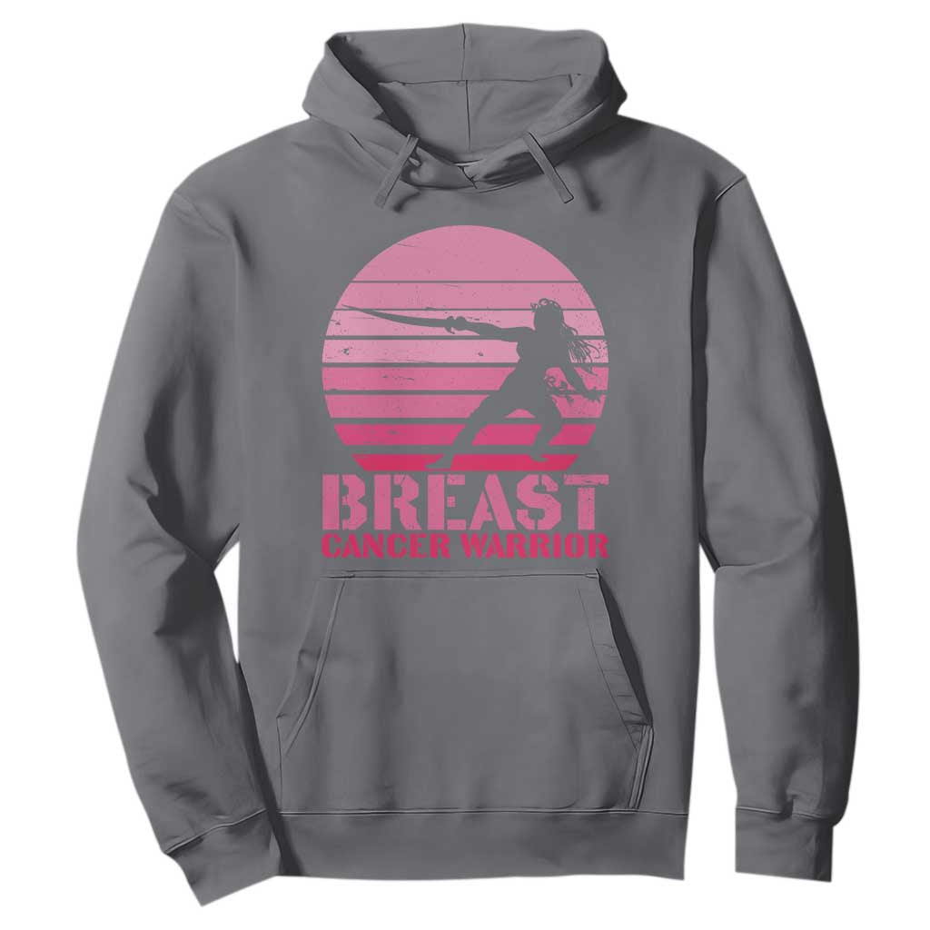Vintage Breast Cancer Warrior Hoodie Strong Women Sword Fighter Pink Ribbon