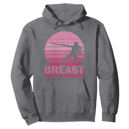 Vintage Breast Cancer Warrior Hoodie Strong Women Sword Fighter Pink Ribbon