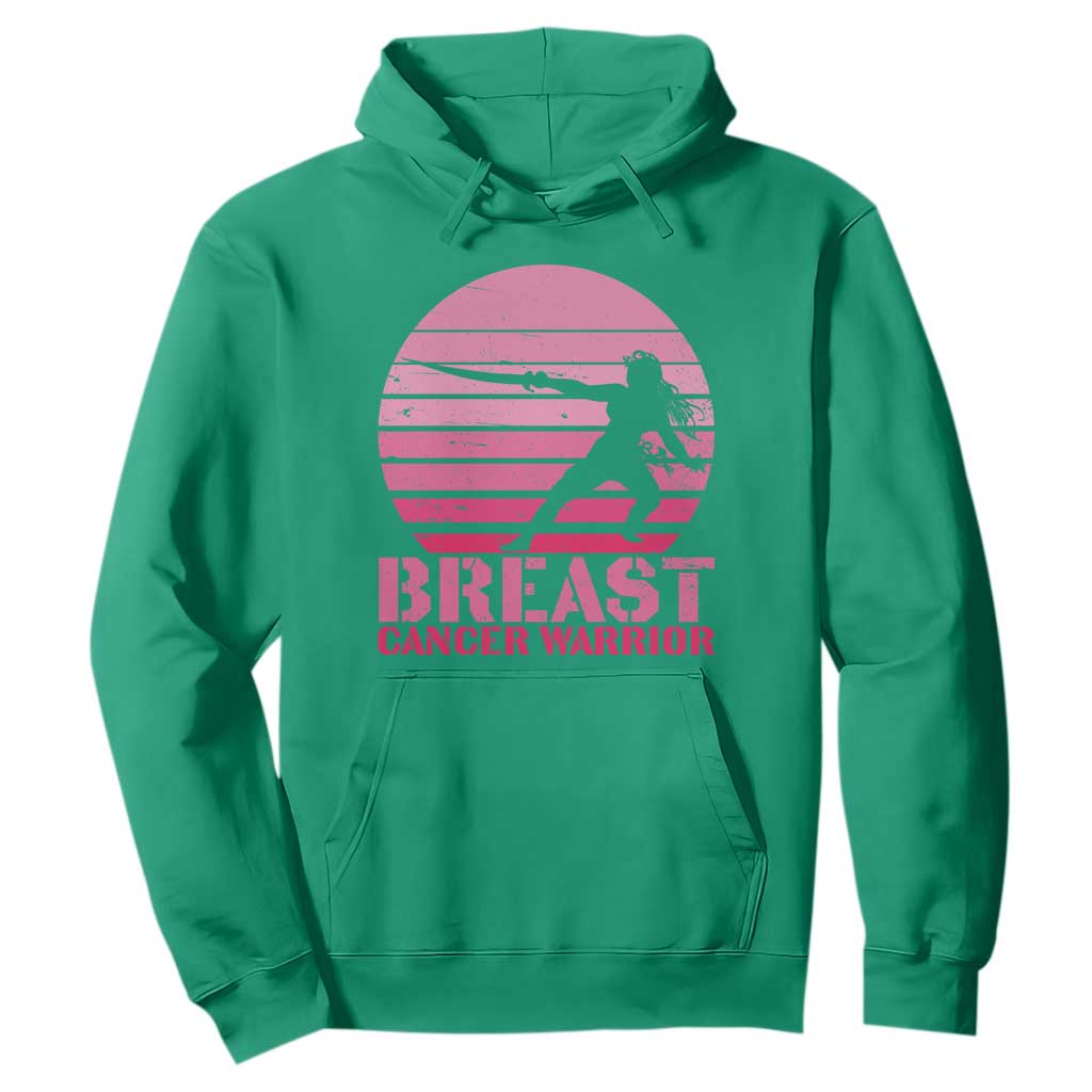 Vintage Breast Cancer Warrior Hoodie Strong Women Sword Fighter Pink Ribbon