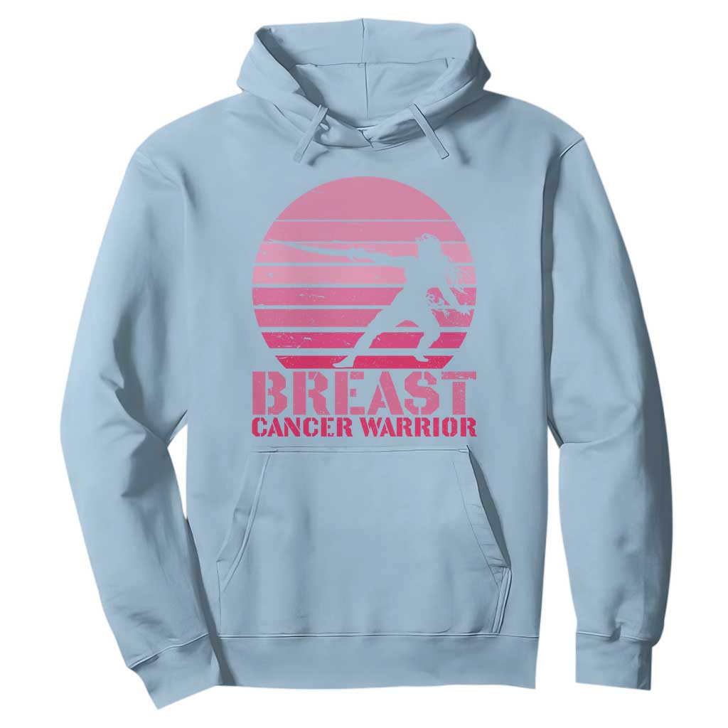 Vintage Breast Cancer Warrior Hoodie Strong Women Sword Fighter Pink Ribbon
